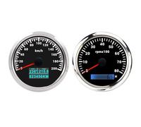 ELING Set di misuratori da 85 mm, 0-8000 giri/min, contagiri con tachimetro GPS da 0 a 200 km/h con contachilometri COG TRIP, 7 colori retroilluminati per corse automobilistiche