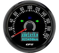 ELING tachimetro GPS da 85 mm, 0-200 km/h, contachilometri con indicatori di direzione sinistra/destra e fari con retroilluminazione a 7 colori per auto, moto, camper