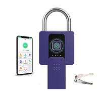 eLinkSmart Grande lucchetto con chiavi, app per impronte digitali/telefono, autorizzazione remota, lucchetto pesante per camion, cancelli, ufficio, esterno, impermeabile, tipo C, 160 mAh, viola