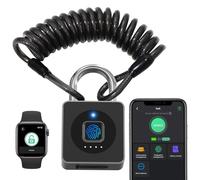 eLinksmart - Lucchetto con apertura a impronta digitale con cavo ricarica da 130 cm, sblocco con app, senza chiave, impermeabile, biometrico per la palestra, armadietto, casco, recinzione, bagagli
