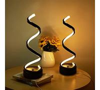 Elinkume 2 Pezzi Dimmable LED Lampada da Comodino a Spirale Lampada da Tavolo Bianco caldo, 12W Lampada da Tavolo Nera con Base in Metallo per Camera da Letto Interna, Soggiorno,Casa e Ufficio