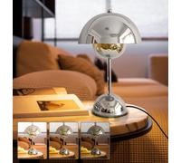 Elinkume Lampada da comodino con Touch Control, Lampada da tavolo a fungo dimmerabile argento con lampadina E27 per camera da letto,soggiorno, studio, camera dei bambini, ufficio(G45 lampadina)