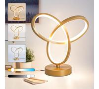 Elinkume Lampada da tavolo a LED color oro, 10 W, da comodino, dimmerabile, con 3 temperature di colore per casa, ufficio, da scrivania per lavoro e studio, moderna lampada da tavolo decorativa con