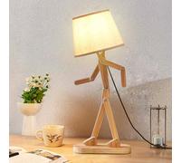 Elinkume Lampada da Tavolo Paralume Lino,Legno Swing Arm LED Lampada da Scrivania per La Decorazione Domestica,Studio e Illuminazione di Lavoro,Regali Creativi per i Ragazzi e le Ragazze (E14 Bulb)