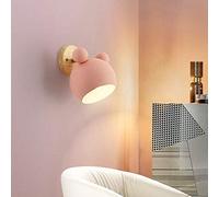 ELINKUME Luce da parete creativa dell'orsetto,lampada da parete moderna E27 per interni con testa regolabile,illuminazione decorativa per la camera dei bambini,regalo interessante per i bambini (rosa)
