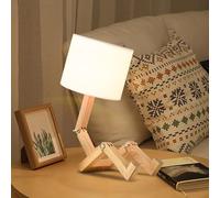 Elinkume Robot Lampade da comodino,Lampada da scrivania moderna a LED con corpo in legno pieghevole,Luci notturne con paralume in tessuto per camera da letto,ufficio,studio