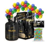 Elio - Bottiglia di gas di elio grande per 50 palloncini + 50 palloncini biodegradabili, multicolore, 0,40 m3, ideale per feste, compleanni, matrimoni SPARKLERS CLUB®