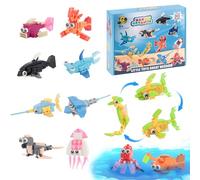 EliphonTowne Mini Ocean Building Blocks Set - 12 pezzi Mini Building Blocks Animali Set creativo, giocattolo da costruzione per assemblare animali, creature dell'oceano