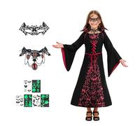 EliphonTowne Vestito da vampiro da ragazza - Costume di Halloween nero Witcher, Vittoriano Medioevo, per donne e bambini, costume da vampiro cosplay vampiro Costume-130