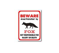 ELIPOS Targa in latta Fox Sign Warning This property is protected by highly trained foxes Fun outdoor warning signs Vintage signage Home KitChen Bar Room Garage Cafe Decor Outdoor 30,5 x 40,6 cm