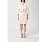 ELISABETTA FRANCHI Abito in duchesse con giacca crop 48 Burro