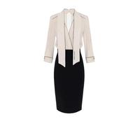 Elisabetta Franchi Abito in Georgette e crêpe con Piping Multicolore Burro/Nero