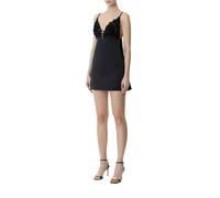 Elisabetta Franchi - Abito in Satin Duchesse con Fiori 3D - - Dresses - Donna - Nero - L