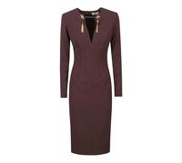 Elisabetta Franchi - Abito Midi in Crêpe con Catena Gioiello - - Dresses - Donna - Viola - M