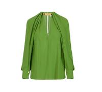 Elisabetta Franchi - Blusa in georgette di viscosa con dettaglio gioiello - - Blouses & Shirts - Donna - Verde - L