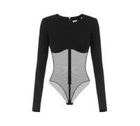 Elisabetta Franchi - Body in Crêpe Jersey e Tulle a Rete - - Tops - Donna - Nero - S