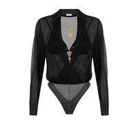 Elisabetta Franchi - Body in Georgette con Catena Gioiello - - Tops - Donna - Nero - XL