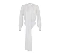 Elisabetta Franchi - Body in Georgette di Seta con Cintura - - Tops - Donna - Bianco - L