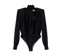 Elisabetta Franchi - Body in Georgette di Seta con Cintura - - Tops - Donna - Nero - M