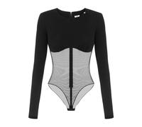 Elisabetta Franchi - Body in Jersey Crepe e Tulle - - Tops - Donna - Nero - L