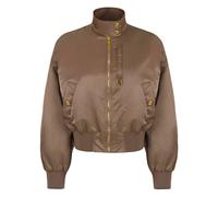 Elisabetta Franchi - Bomber Jacket in Nylon Fabric - - Jackets - Donna - Beige - S