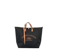 Elisabetta Franchi borsa shopper stampa logo con tracolla nero cuoio