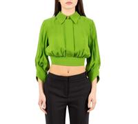 Elisabetta Franchi - Camicetta in Georgette con Cintura - - Blouses & Shirts - Donna - Verde - M