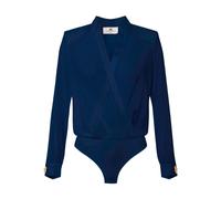 Elisabetta Franchi - Camicia con Collo Incrociato in Georgette Jacquard con Scritte - - Tops - Donna - Blu - M