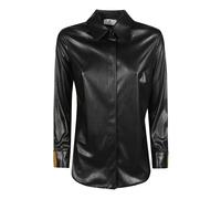 Elisabetta Franchi - Camicia Effetto Pelle con Logo - - Blouses & Shirts - Donna - Nero - M