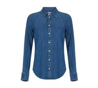 Elisabetta Franchi - Camicia in denim con logo ricamato - - Blouses & Shirts - Donna - Blu - L