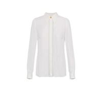 Elisabetta Franchi Camicia in Georgette con Bande Lettering Avorio