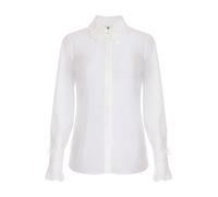 Elisabetta Franchi - Camicia in georgette con ricami floreali - - Blouses & Shirts - Donna - Bianco - M