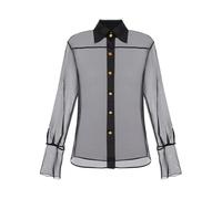 Elisabetta Franchi - Camicia in Organza Nera con Maniche Larghe - - Blouses & Shirts - Donna - Nero - M