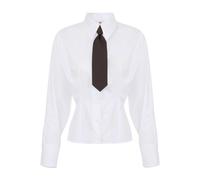 Elisabetta Franchi - Camicia in Popeline con Cravatta - - Blouses & Shirts - Donna - Bianco - L