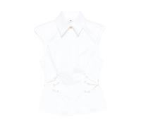 Elisabetta Franchi - Camicia in Popeline di Cotone con Bretelle Elastiche - - Blouses & Shirts - Donna - Bianco - M