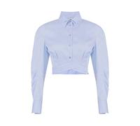 Elisabetta Franchi - Camicia in Popeline di Cotone con Pannello in Vita - - Blouses & Shirts - Donna - Blu - L