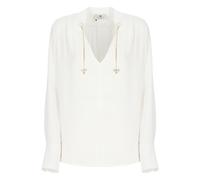 Elisabetta Franchi - Camicia in Viscosa Avorio con Charms - - Blouses & Shirts - Donna - Beige - L