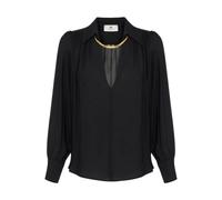 Elisabetta Franchi - Camicia Nera con Accessorio Gioiello Slim Fit - - Blouses & Shirts - Donna - Nero - L