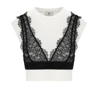 Elisabetta Franchi - Canotta con Pizzo e T-shirt in Jersey - - Tops - Donna - Bianco - M