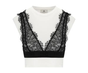 Elisabetta Franchi - Canotta con Pizzo e T-shirt in Jersey - - Tops - Donna - Bianco - M