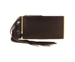 Elisabetta Franchi - Clutch in Pelle con Frange - - Bags - Donna - Marrone - ONE SIZE