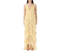 Elisabetta Franchi - Elegante Abito Lungo Nero con Volant - - Dresses - Donna - Giallo - S