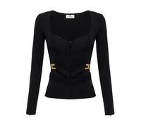 Elisabetta Franchi - Elegante Nero Giacca Aw25 - - Tops - Donna - Nero - S