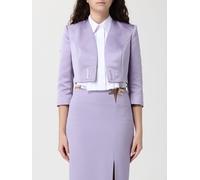ELISABETTA FRANCHI Giacca crop in raso 46 Lilla