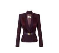 Elisabetta Franchi giacca in crepe con revers satin borgogna 44