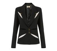 Elisabetta Franchi - Giacca in crêpe leggero con cut-out bicolore - - Jackets - Donna - Nero - XL