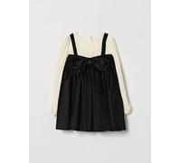 ELISABETTA FRANCHI LA MIA BAMBINA Abito corto double-layer in velluto con fiocco 18M Nero