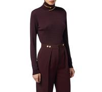 Elisabetta Franchi maglia dolcevita con logo jacquard borgogna 42