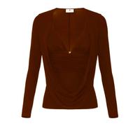 Elisabetta Franchi - Maglia in jersey crêpe con log - - Knitwear - Donna - Marrone - S