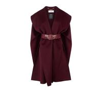 Elisabetta Franchi - Mantella in Lana con Cintura - - Jackets - Donna - Marrone - L